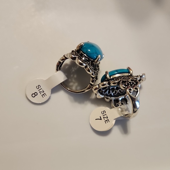 New! Unique S.S Filled 925 Blue Turquoise Ring - Picture 4 of 5